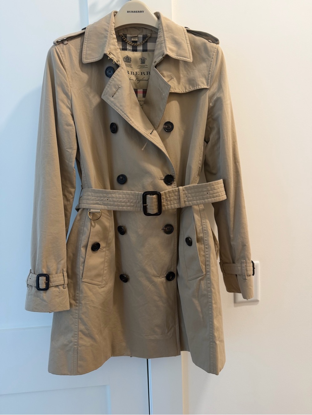 Burberry Women's Tan Double-Breasted Trench Coat